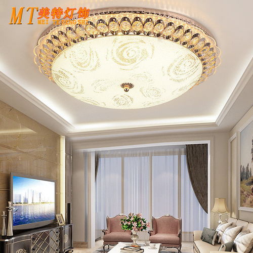 led圆形水晶灯吸顶灯卧室灯欧式客厅灯餐厅灯婚房间灯饰阳台灯具