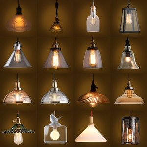 复古咖啡馆餐厅单头吧台小吊灯美式酒吧厨房简约橱窗玻璃酒瓶灯具