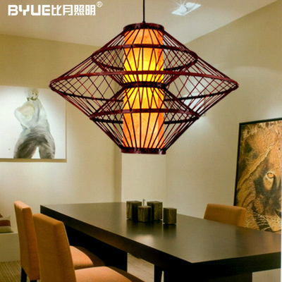 比月灯具 田园东南亚餐厅饭厅竹编吊灯3018 打造自然舒适的用餐氛围